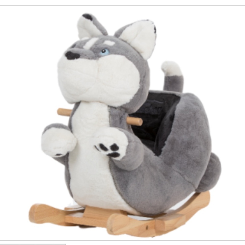 NWT Cuddly Gray Rocking Wolf Toy